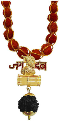 Shiv Jagdamba Religious Jewellery Chhatrapati Shivaji Maharaj Jagdamba Locket With Rudraksha Mala Gold-plated Brass, Wood Pendant Set