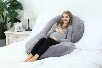 KUBER INDUSTRIES Microfibre Nature Pregnancy Pillow Pack of 1(Grey)