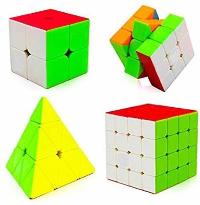 shreenik Combo Set of 4 pcs | 2x2 Cube + 3x3 Cube + 4x4 Cube + Triangle cube(4 Pieces)