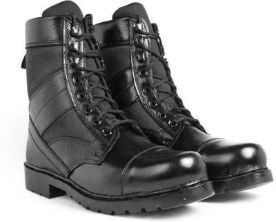 PARA GLAXY Genuine Leather Long Army Boot,Commando Boots Lace Up For Men (Black) Boots For Men(Black)