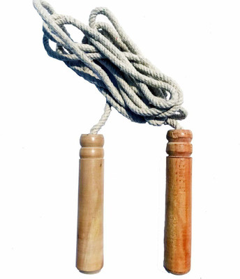 RAHICO CLUB Cotton 10 MM Skipping Rope With Wooden Handle Freestyle Skipping Rope(Brown, Length: 260 cm)