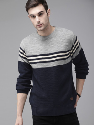 Roadster Striped Round Neck Casual Men Multicolor Sweater