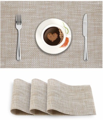 HOKiPO Rectangular Pack of 4 Table Placemat(Brown, PVC)