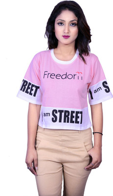 Kanchan World Casual Half Sleeve Printed Women Pink Top