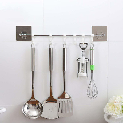 AARTI FASHION Sticker Series Self Adhesive Bathroom Towel Hanger Hook Rail/Utensil Rack Hook Rail 6(Pack of 1)