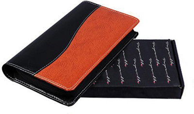 PAPERLLA Brown And Black Expendable Leatherette Multiple Cheque Book Holder / Document Holder .(Brown, Black)