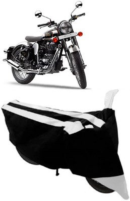 Elegance Two Wheeler Cover for Royal Enfield(Classic Chrome, White)