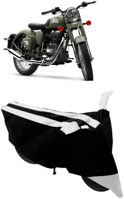 AutoKick Two Wheeler Cover for Royal Enfield(Battle Green, White)