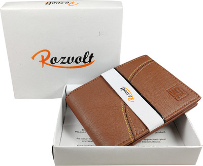 Rozvolt Men Tan Artificial Leather Wallet(3 Card Slots)