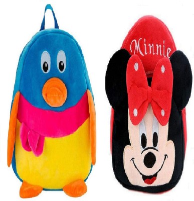 Lychee Bags COMBO OF KIDS SCHOOL BAGS PENGUIN Multicolor AND MINNIE RED School Bag(Multicolor, 10 L)
