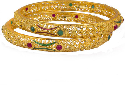 piah fashion Brass Beads Gold-plated Bangle Set(Pack of 2)