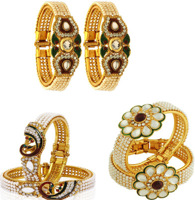 JSD Alloy Gold-plated Bangle Set(Pack of 6)