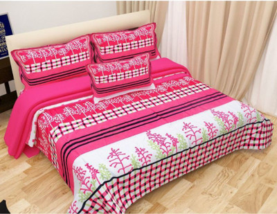 Decorum 144 TC Microfiber Double Printed Flat Bedsheet(Pack of 1, Black)