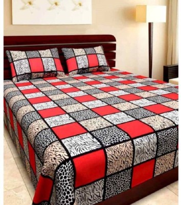 Twinkle Star's 244 TC Microfiber Double Abstract Flat Bedsheet(Pack of 1, Red)