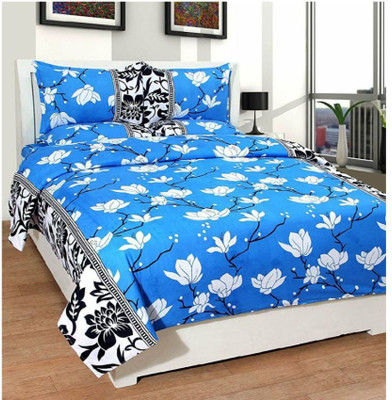 NAYRA FAB 160 TC Microfiber Double Abstract Flat Bedsheet(Pack of 1, Red)