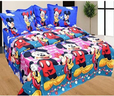 NAYRA FAB 144 TC Microfiber Double Abstract Flat Bedsheet(Pack of 1, Red)