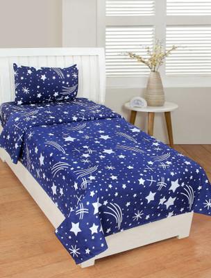 MANISHPANDEY 144 TC Microfiber Single Abstract Flat Bedsheet(Pack of 1, Dark Blue)