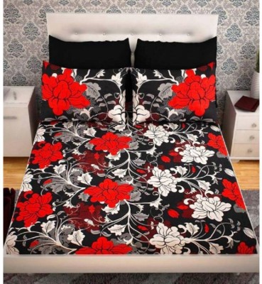 LOXICA 280 TC Microfiber Double Printed Flat Bedsheet(Pack of 1, Black)