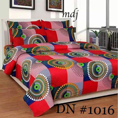 NAYRA FAB 280 TC Microfiber Double 3D Printed Flat Bedsheet(Pack of 1, Black)