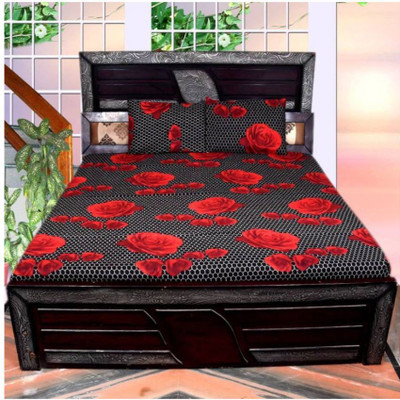 NAYRA FAB 280 TC Microfiber Double Embroidered Flat Bedsheet(Pack of 1, Beige)