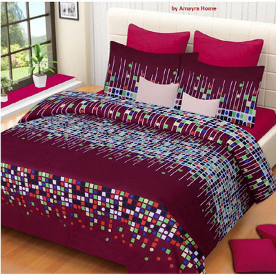 NAYRA FAB 180 TC Microfiber Double Printed Flat Bedsheet(Pack of 1, Beige)