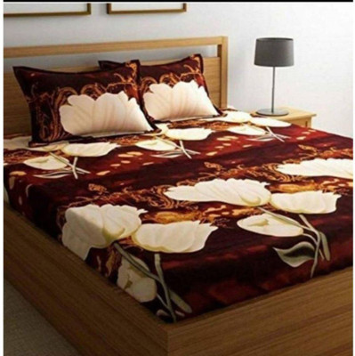 Decorum 144 TC Microfiber Double Printed Flat Bedsheet(Pack of 1, Red)