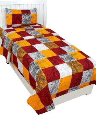BSB Trendz 144 TC Polycotton Single 3D Printed Flat Bedsheet(Pack of 1, Multicolor)
