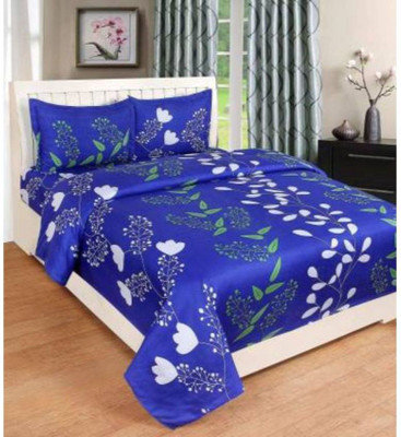 NAYRA FAB 160 TC Microfiber Double Geometric Flat Bedsheet(Pack of 1, Red)