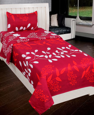 MANISHPANDEY 144 TC Microfiber Single Abstract Flat Bedsheet(Pack of 1, Red)