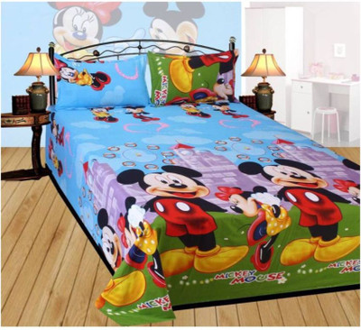 Decorum 144 TC Microfiber Double Printed Flat Bedsheet(Pack of 1, White)