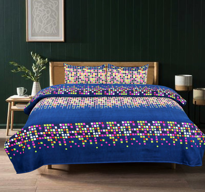 PURVI FABRIC 120 TC Cotton Double Printed Flat Bedsheet(Pack of 1, Green)