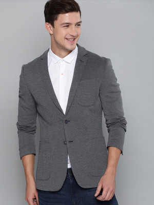 Mast & Harbour Self Design Single Breasted Casual Men Blazer(Dark Blue)