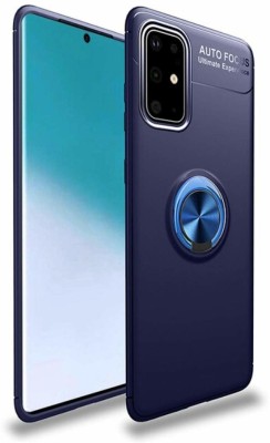 MOBILOVE Back Cover for Samsung Galaxy A51 | Metal Finger Ring Case Stand Cover with Rubberized Soft Silicone Case(Blue, Cases with Holder, Pack of: 1)