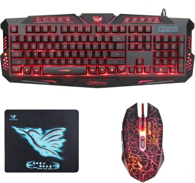TechGuy4u Gaming Keyboard and Mouse Combo, Crack 3 Colors LED Backlit USB Wired Keyboard, Programmable 7 Button Lighted Gaming Mouse +Mouse Pad for Computer PC Gamer Combo Set