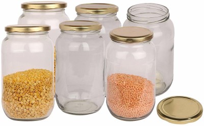 VP STORES Glass Grocery Container  - 1000 ml(Pack of 6, Clear)