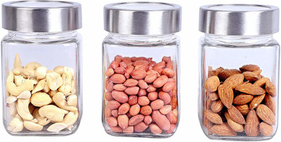 saliya shop Glass Grocery Container  - 300 ml(Pack of 6, Clear)