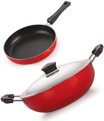 NIRLON Non-Stick Dishwasher Safe Fry Pan and Deep Kadai Combo Cookware Set Non-Stick Coated Cookware Set(Aluminium, 2 - Piece)