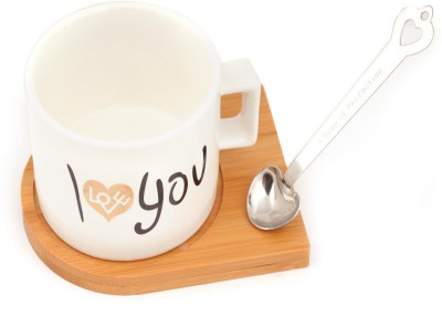 Ghasitaram Gifts Pack of 3 Ceramic Valentine -Love Tea Cup 7277(White, Cup)