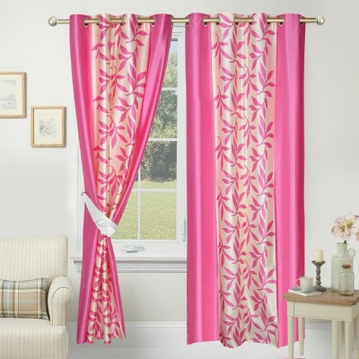 Gantavya 213.36 cm (7 ft) Polyester Semi Transparent Door Curtain (Pack Of 2)(Geometric, Pink)