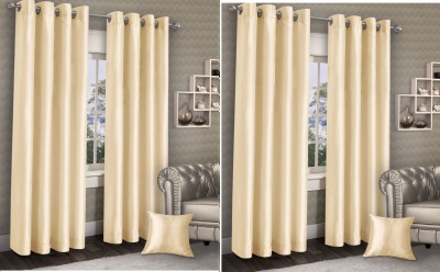Adimanav 213.36 cm (7 ft) Polyester Blackout Door Curtain (Pack Of 4)(Plain, Cream)