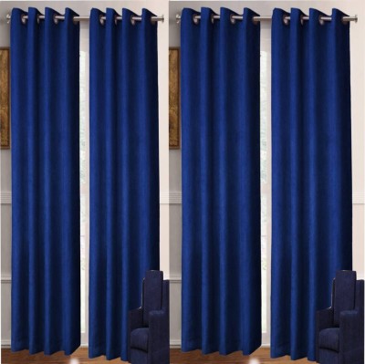 Guruh Homes 274.32 cm (9 ft) Polyester Long Door Curtain (Pack Of 4)(Solid, Blue)
