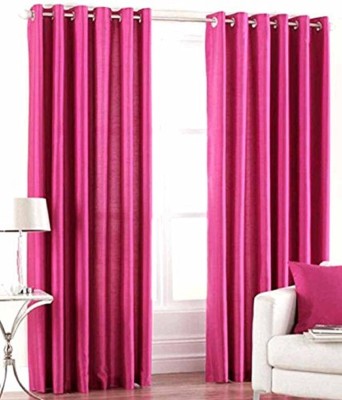 Adimanav 274.32 cm (9 ft) Polyester Semi Transparent Long Door Curtain (Pack Of 2)(Plain, Pink)