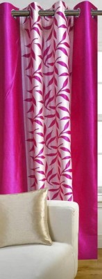 Decor World 213 cm (7 ft) Polyester Door Curtain Single Curtain(Floral, Pink)