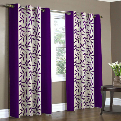 Adimanav 152.4 cm (5 ft) Window Polyester Semi Transparent Curtain (Pack Of 4)(Purple, Floral)