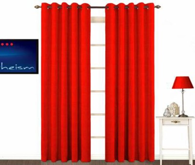India Furnish 153 cm (5 ft) Polyester Semi Transparent Window Curtain (Pack Of 2)(Plain, Solid, Red)