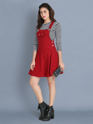 BuyNewTrend Women Pinafore Maroon Dress BuyNewTrend Women Pinafore Maroon Dress