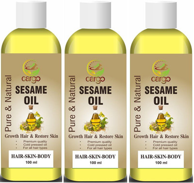Cargo Cold Pressed (Organic) Sesame Oil for Skin, Body & Hair Oil-300ML Hair Oil(300 ml)