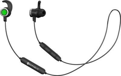 Nu Republic Rouser Max-Green & Black Bluetooth Headset(Black, Wireless in the ear)
