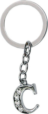 Relicon Alphabet Letter C (Design-43) Silver Metal Keychain for Car Bike Men Women Keyring Key Chain