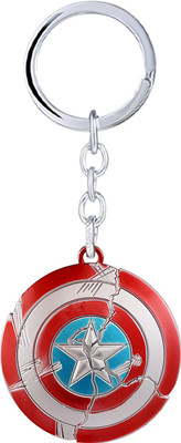 Relicon Captain America Broken Shield Marvel Avengers Superhero (Design-11) Silver Red Metal Keychain for Car Bike Keyring Key Chain